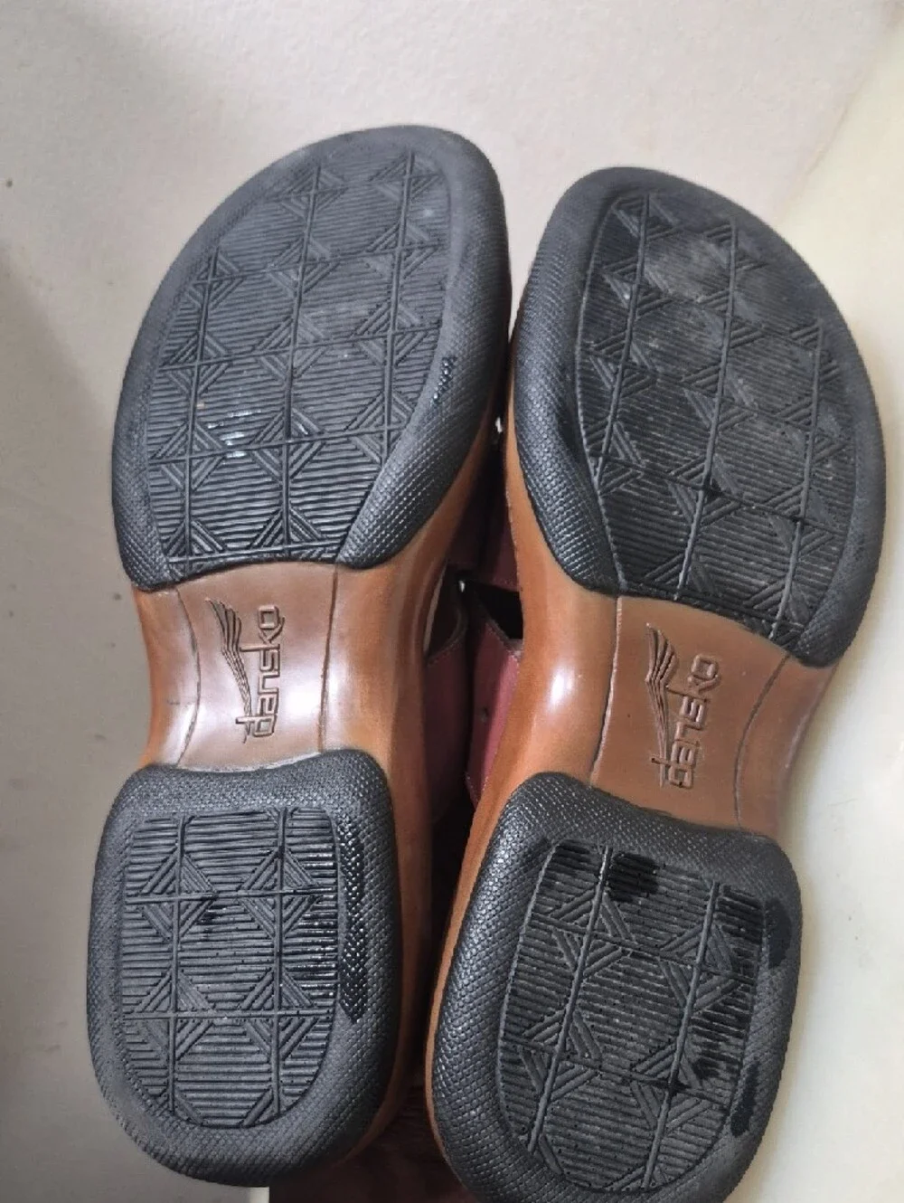 Dansko Brown Leather Cross-Strap Slide Sandals